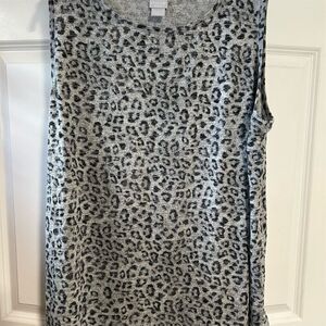 Chico's travelers Women's Gray Animal Print Tank Top Size 3